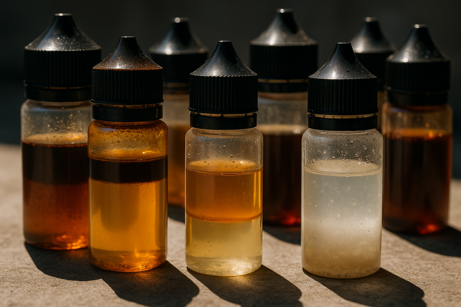 Vape juice with color change and separation due to improper storage