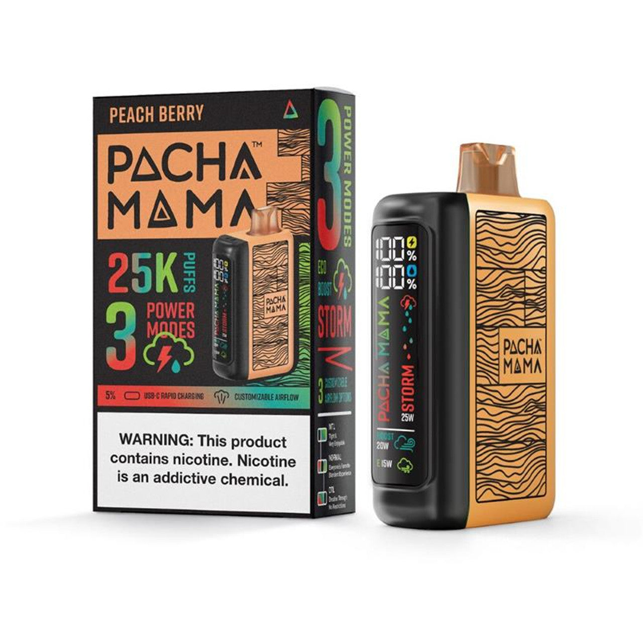 Pachamama 25k Disposable Peach Berry with packaging