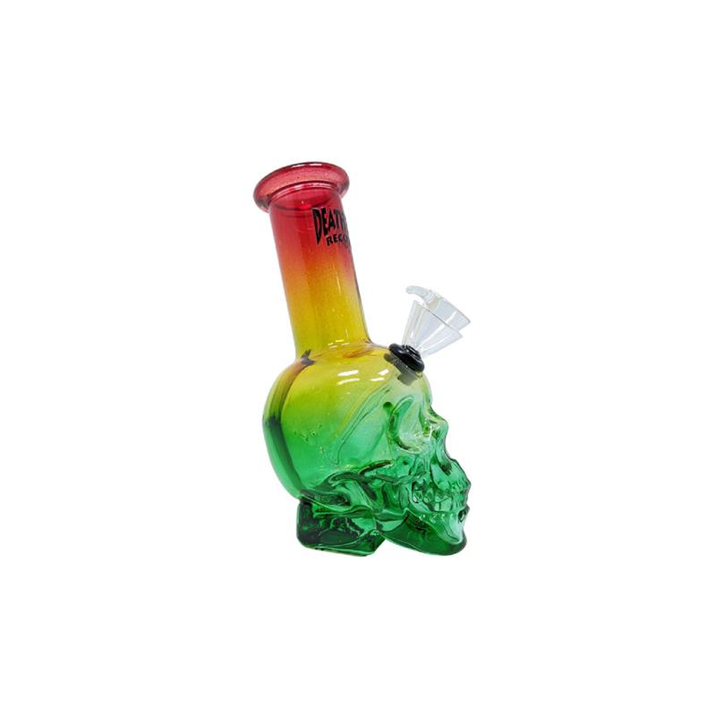 Death Row Records Skull Head Bubbler 6″ Water Pipe Rasta