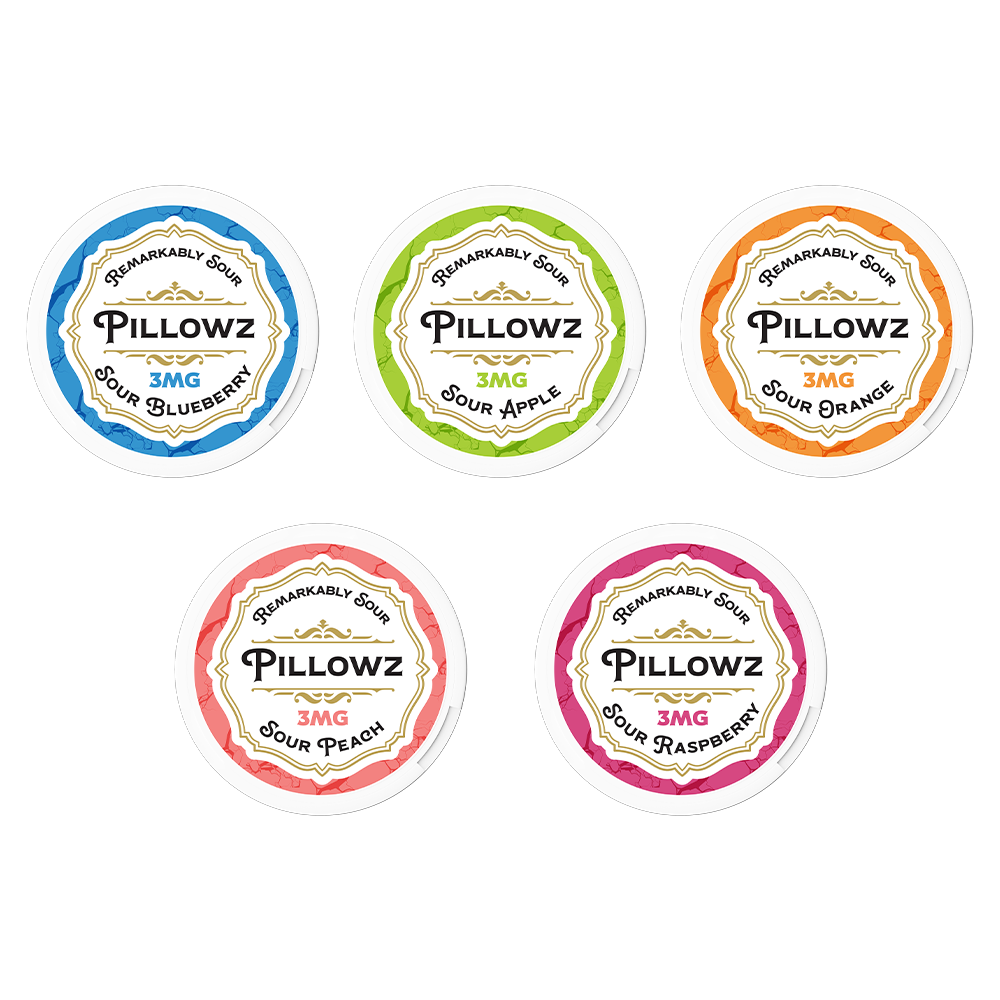 Pillowz TFN Nicotine Pouch 3-9mg x20 Pouch (5 Pack) Group Photo