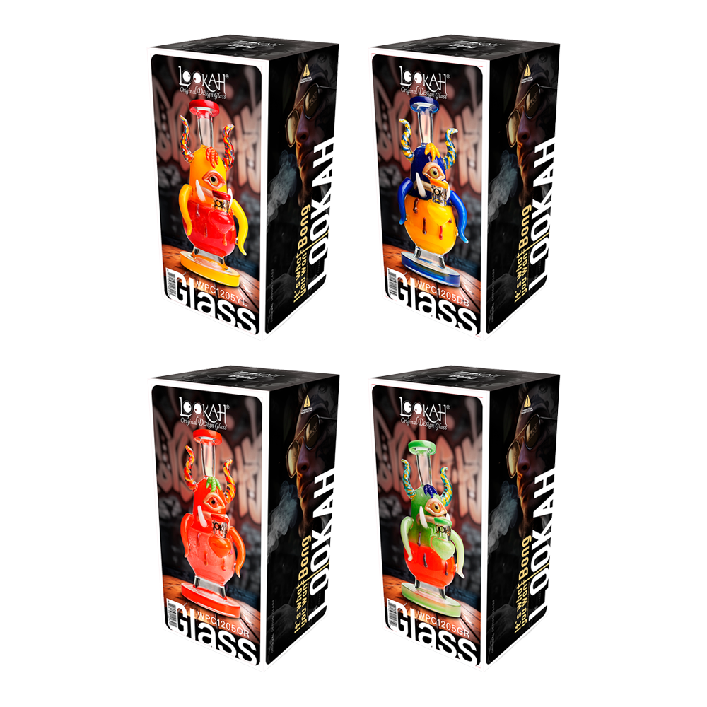 Lookah 8″ Mini One-eyed Big-bellied Monster Glass Water Pipe (WPC1205) Group Photo