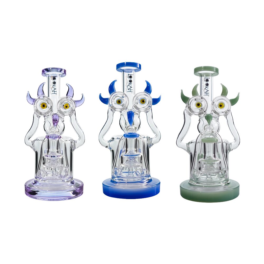 Lookah (Dab Rig) 8″ Mini Recycler Double Inline Percolator Bird Dab Rig Group Photo