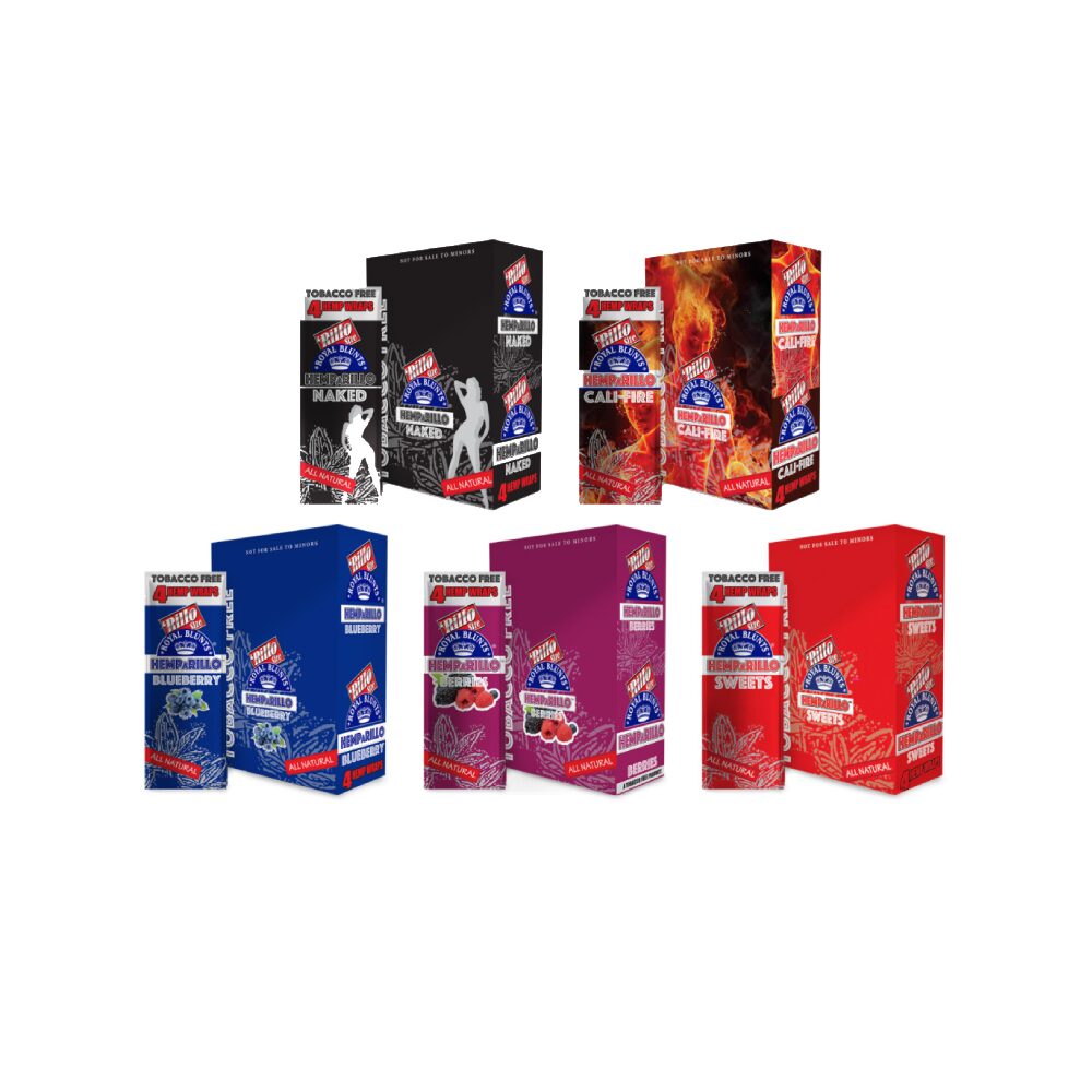 Royal Blunts Hemparillo All Natural - 4 Wraps Group Photo with packaging