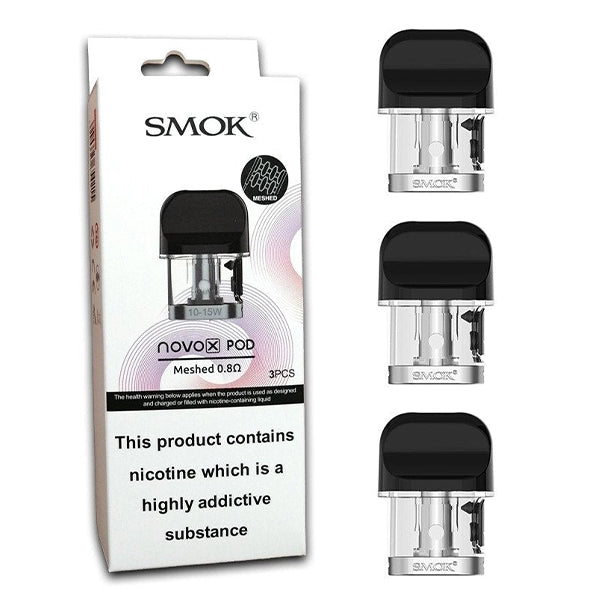 SMOK Novo X Replacement Pods (3-Pack) Meshed 0.8ohm Bright Black