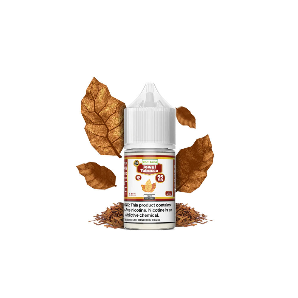 Jewel Tobacco by Pod Juice Salts Series 30mL Bottle with background