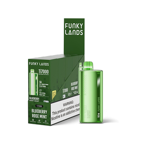 Funky Lands Ti7000 7000 Puff 12.8mL 40-50mg Disposable Blueberry Rose Mint with Packaging