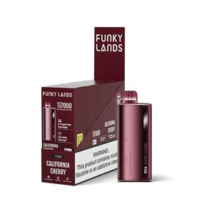 Funky Lands Ti7000 7000 Puff 12.8mL 40-50mg Disposable California Cherry with Packaging