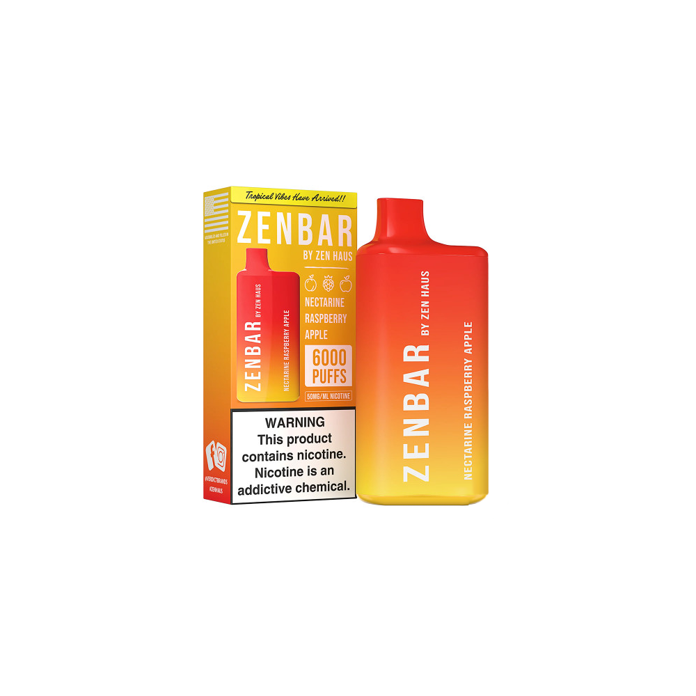 Zen Bar Disposable 6000 Puffs 13mL 50mg  Rebirth – Nectarine | Raspberry | Apple