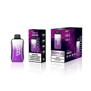Viho Turbo 10000 Puffs (17mL) 50mg Disposable Grape Ice with packaging