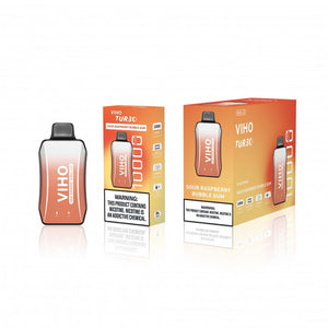 Viho Turbo 10000 Puffs (17mL) 50mg Disposable Sour Raspberry Gum with packaging