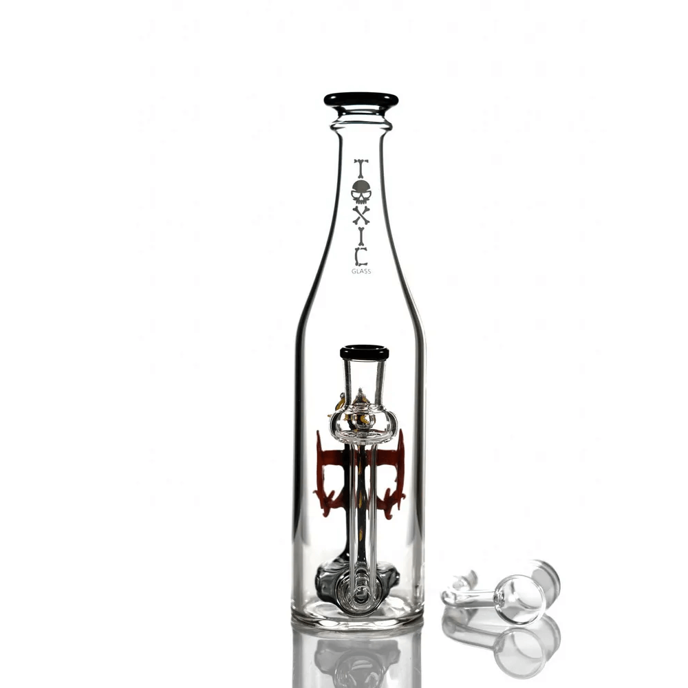 MKGlass TX42 Toxic Dragon Bottle Rig 10″ Water Pipe Black Side View