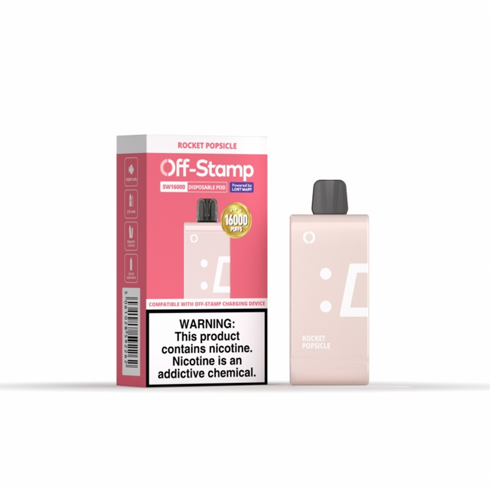 Off Stamp SW16000 E-Cig Disposable 16000 Puffs 17mL 50mg Rocket Popsicle with packaging