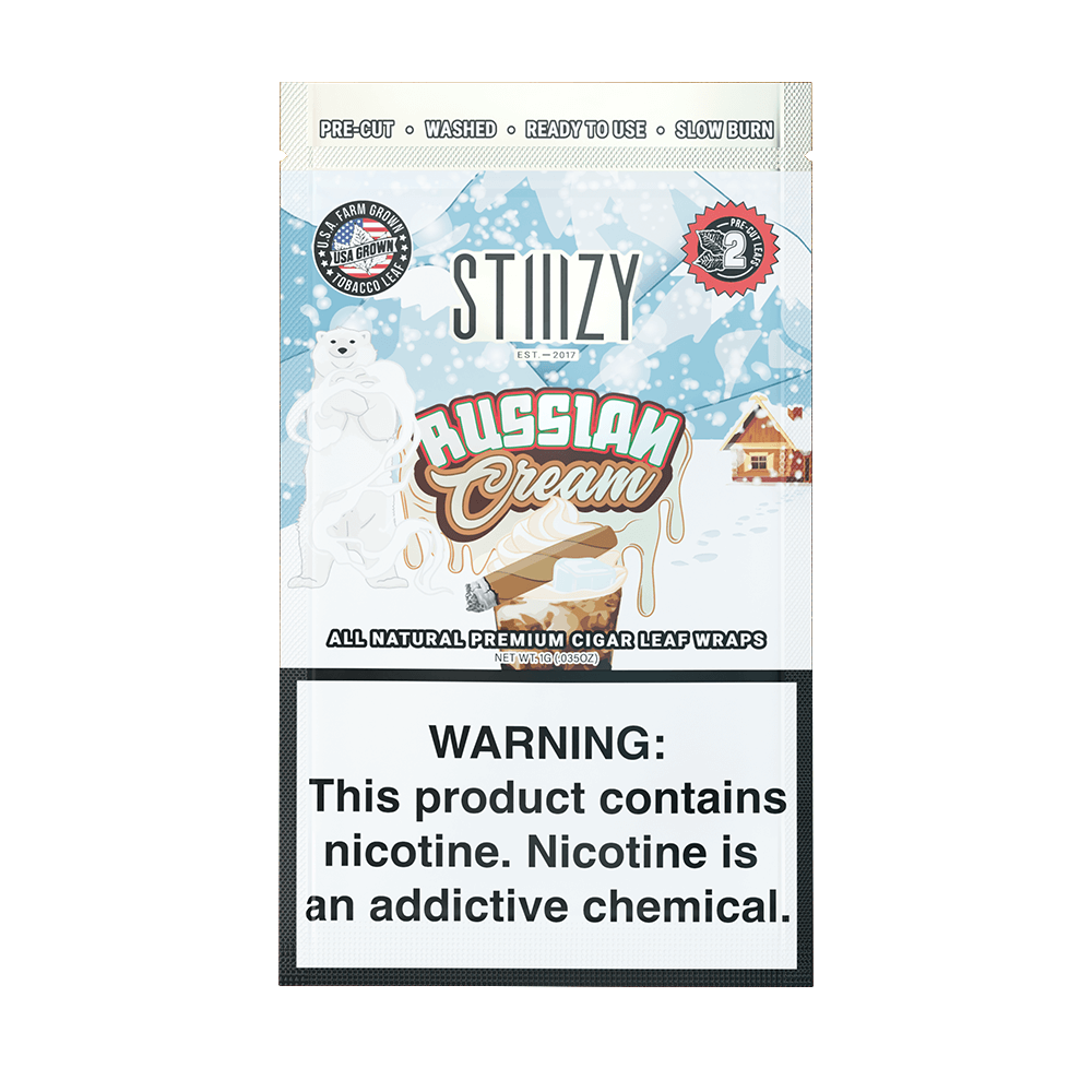 STIIIZY Premium Wraps 2-Pack - 20ct Counter Display | Russian Cream with Packaging