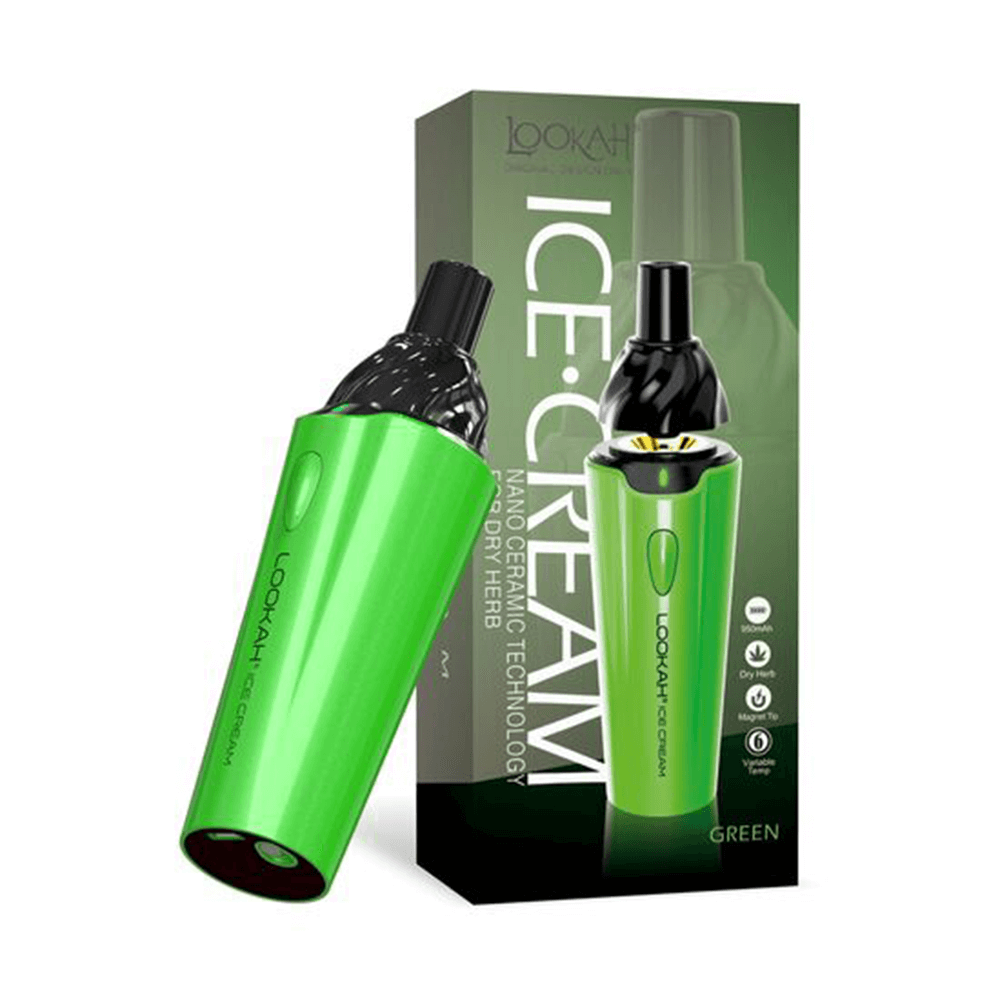 Lookah Icecream Dry Herb Vaporizer | Green with Packaging