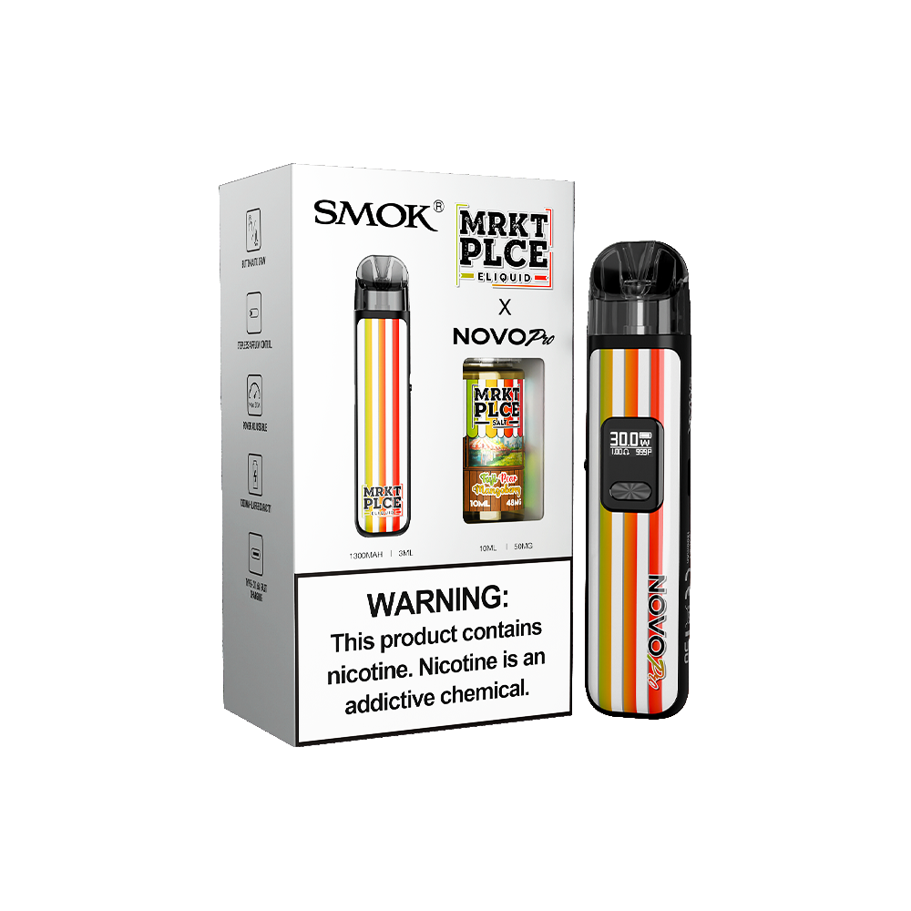 Collab Bundle – SMOK Novo Pro Device + Daddy’s Vapor 10mL Juice Color: MRKT PLCE - Flavor: Fuji Pear Mangoberry