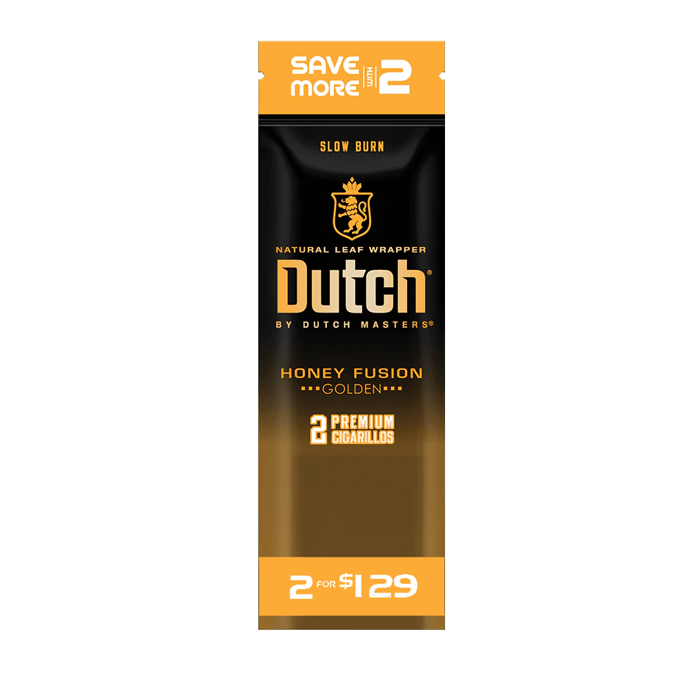 Dutch Premium Cigarillos 2-Pack (30ct Display Box) Honey Fusion Golden (Save More Edt.)