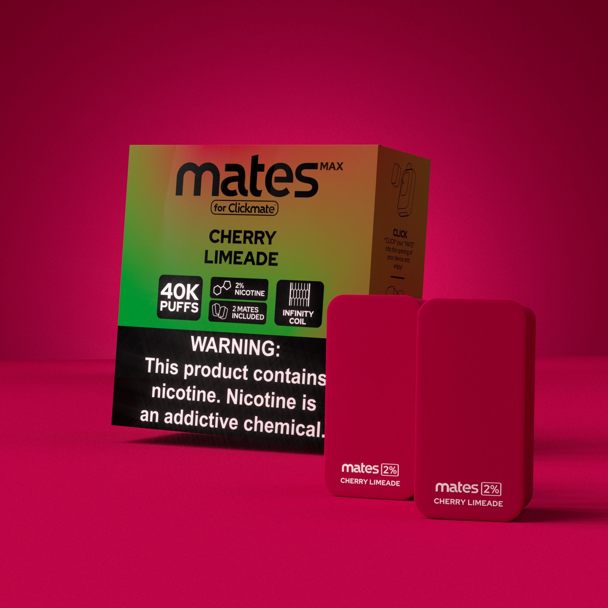 7Daze Clickmates 5% Prefilled Mates MAX (2-Pack) Cherry Limeade with packaging