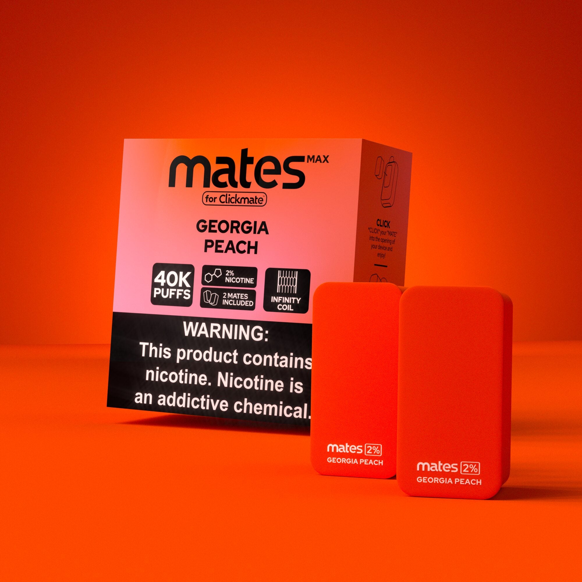 7Daze Clickmates 5% Prefilled Mates MAX (2-Pack) Georgia Peach with packaging