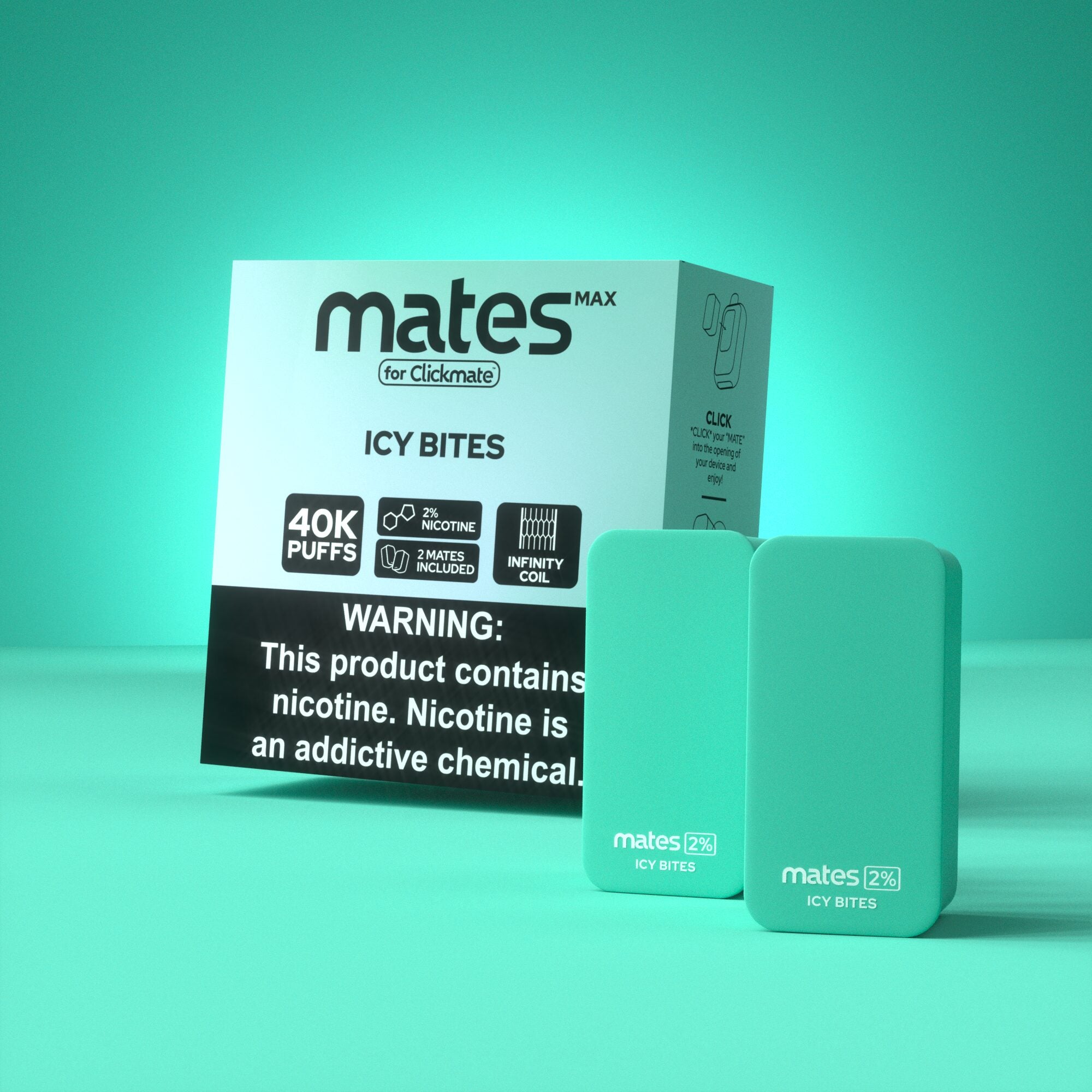 7Daze Clickmates 5% Prefilled Mates MAX (2-Pack) Icy Bites with packaging
