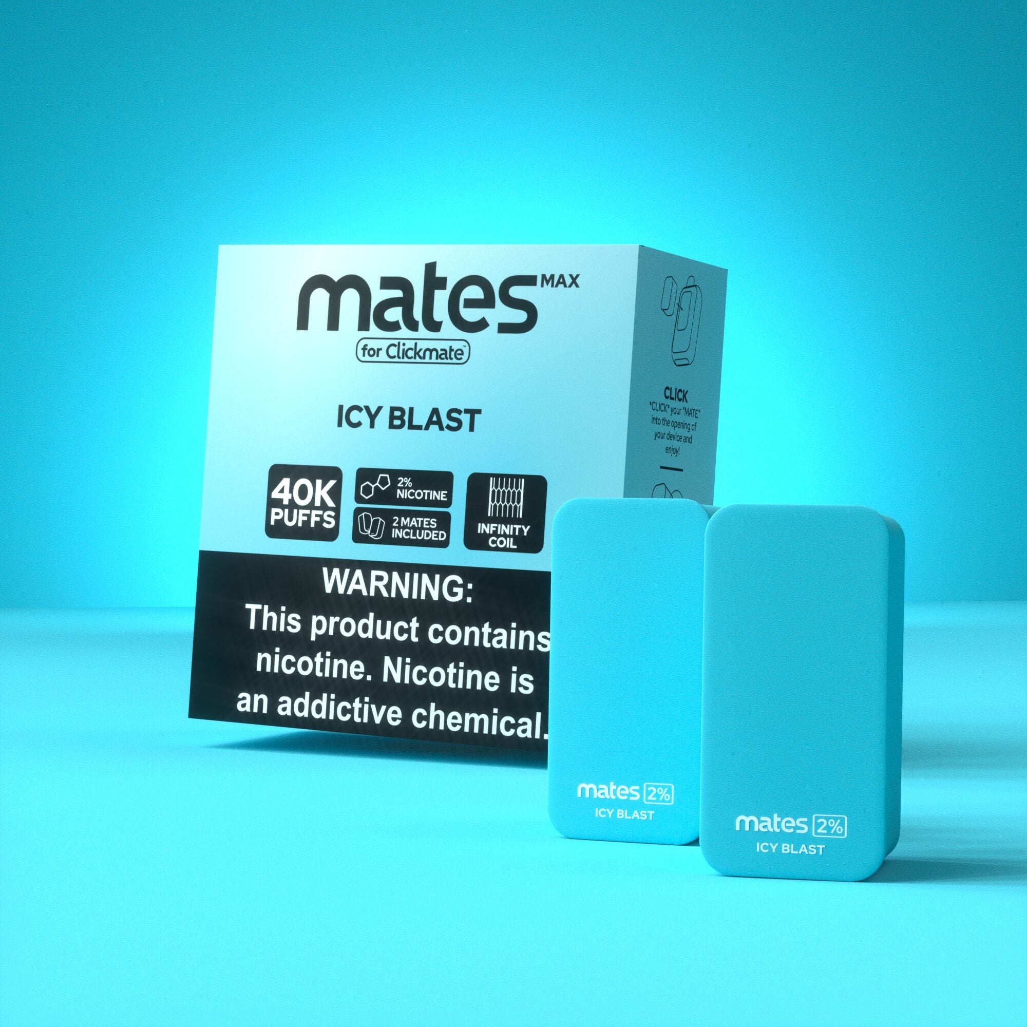 7Daze Clickmates 5% Prefilled Mates MAX (2-Pack) Icy Blast with packaging