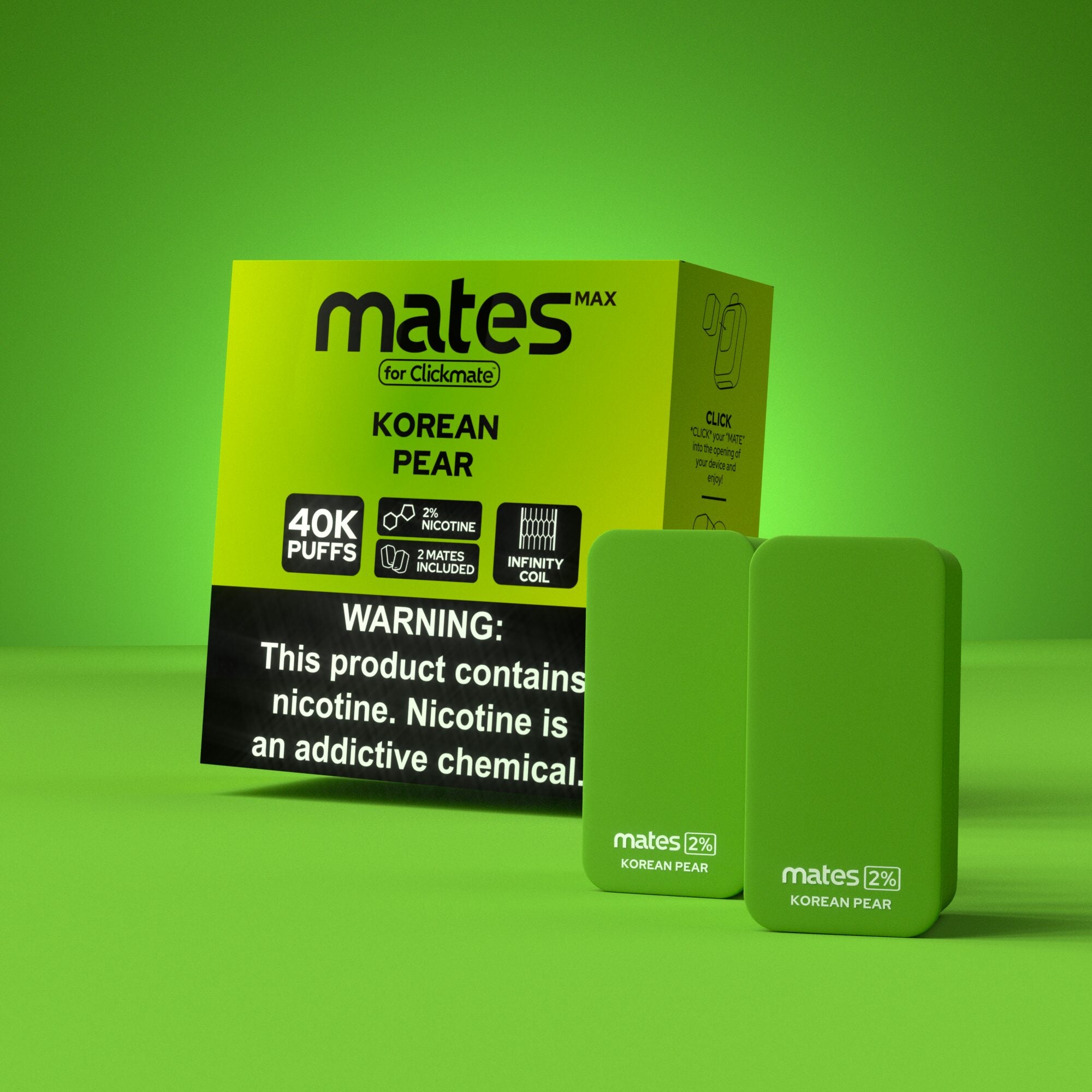 7Daze Clickmates 5% Prefilled Mates MAX (2-Pack) Korean Pear with packaging