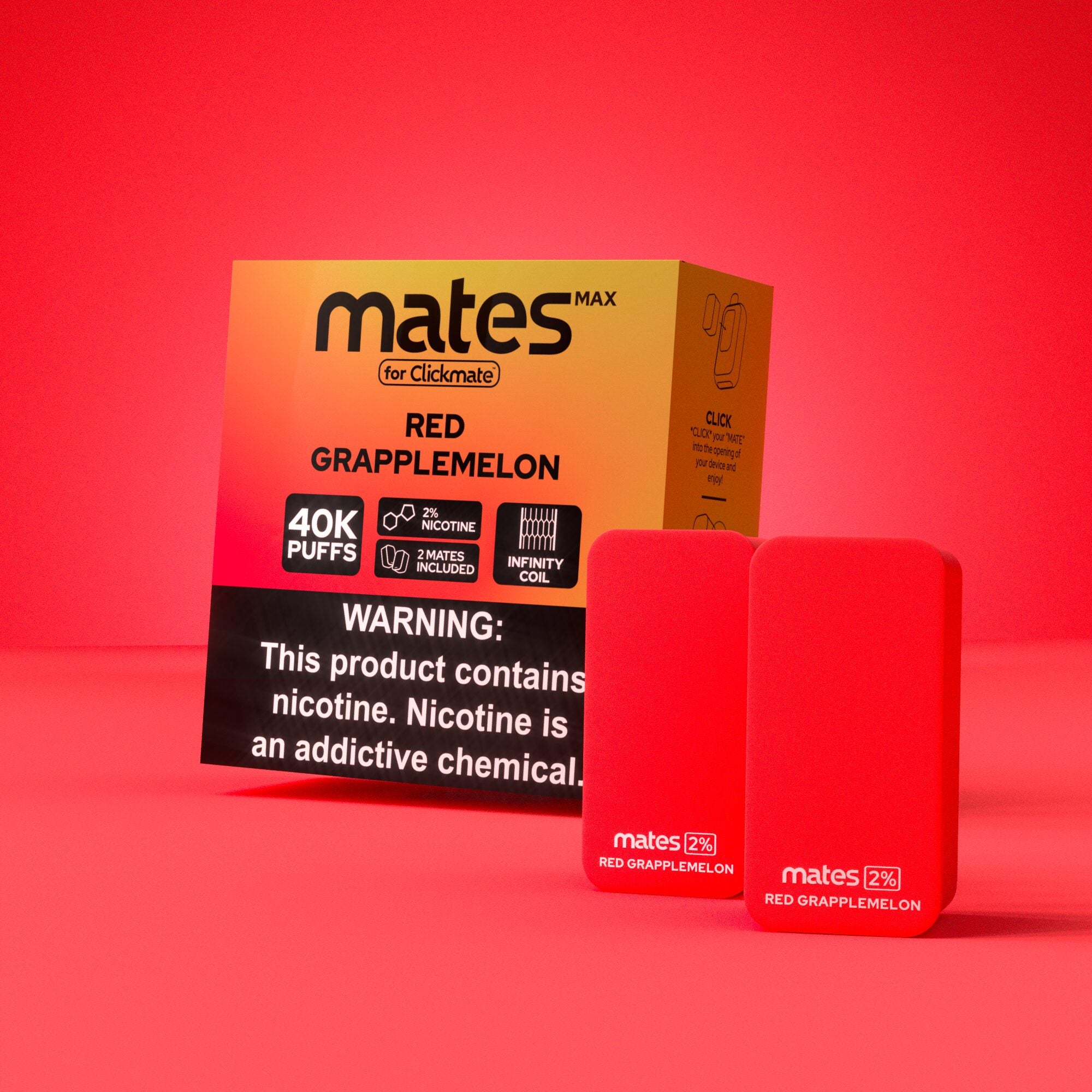 7Daze Clickmates 5% Prefilled Mates MAX (2-Pack) Red Grapplemelon with packaging