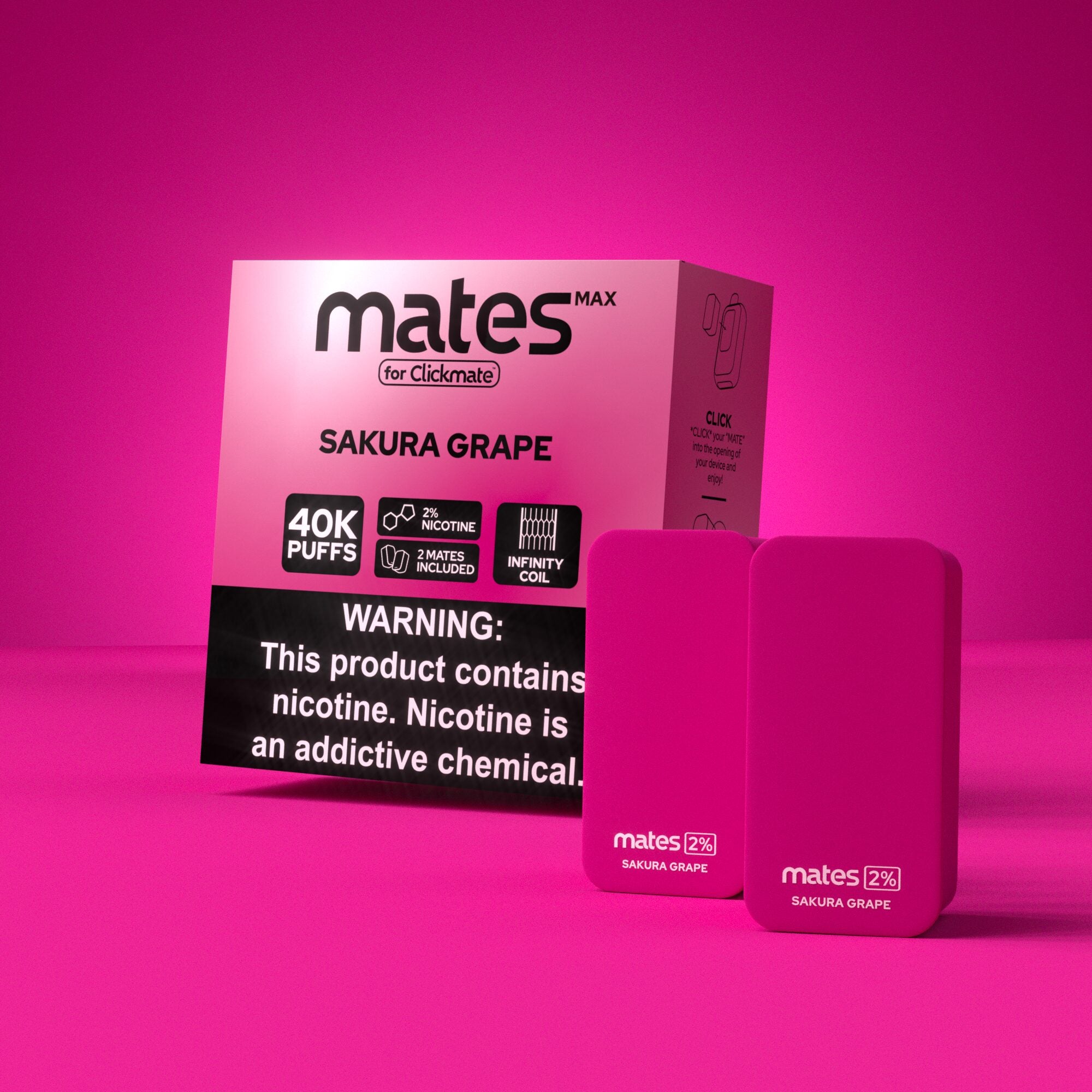 7Daze Clickmates 2% Prefilled Mates MAX (2-Pack) Sakura Grape with packaging