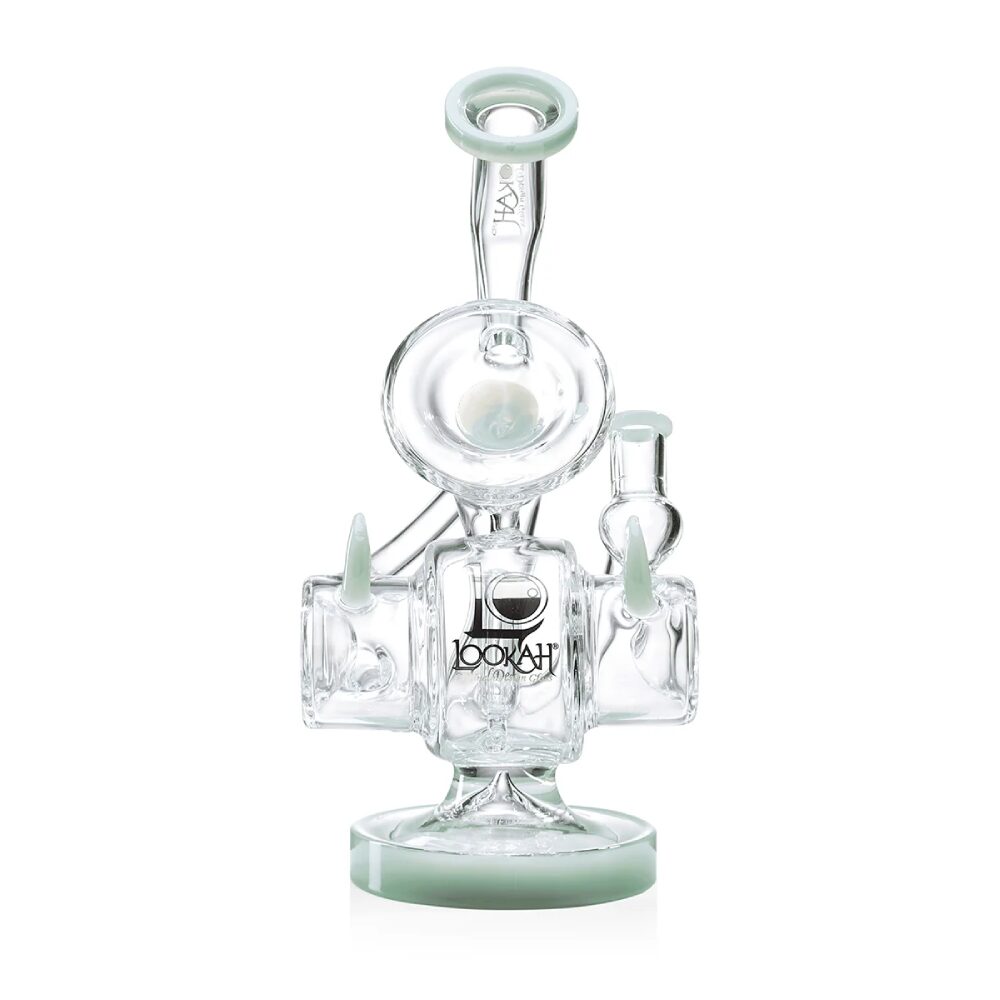 Lookah (Dab Rig) 11” Recycler Tripled Chamber Horn Water Pipe Green