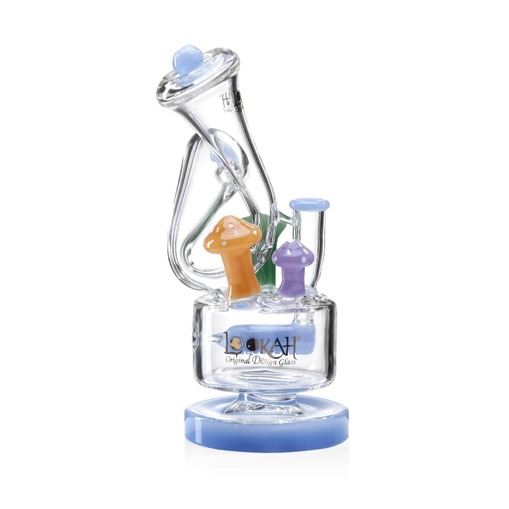 Lookah (Dab Rig) 9” Cute Recycler Fairy Mushroom Water Pipe Blue