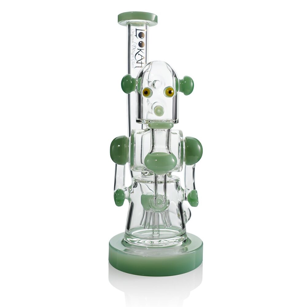 Lookah (Dab Rig) 12″ Recycler Robotic Glass Water Pipe Green