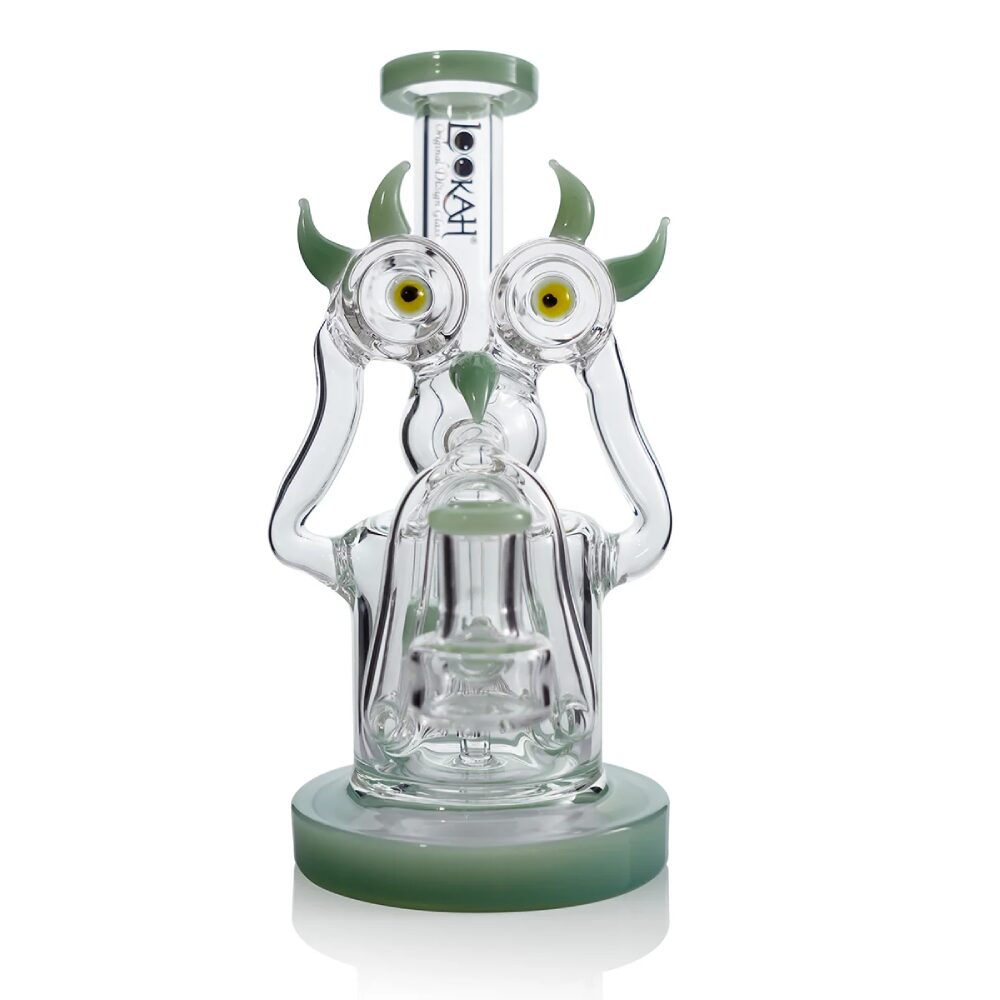 Lookah (Dab Rig) 8″ Mini Recycler Double Inline Percolator Bird Dab Rig Green
