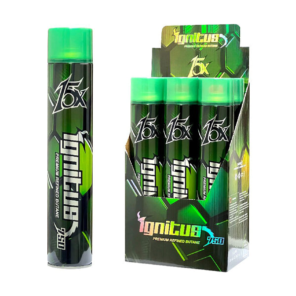 Ignitus Premium Refined Butane 15X 750ml (SAS) with packaging