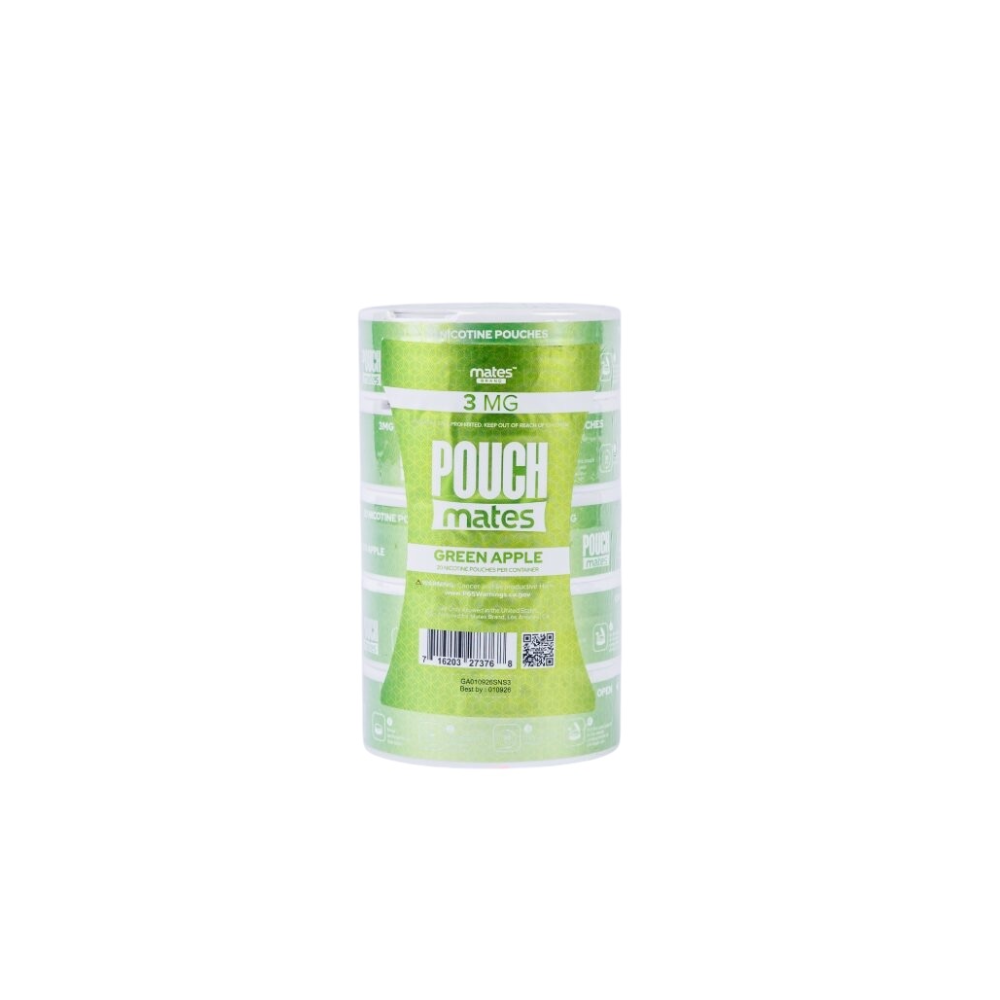 PouchMates (DSPLY 5pc)(Nic Pouch)(20ct Can) Green Apple (SAS)