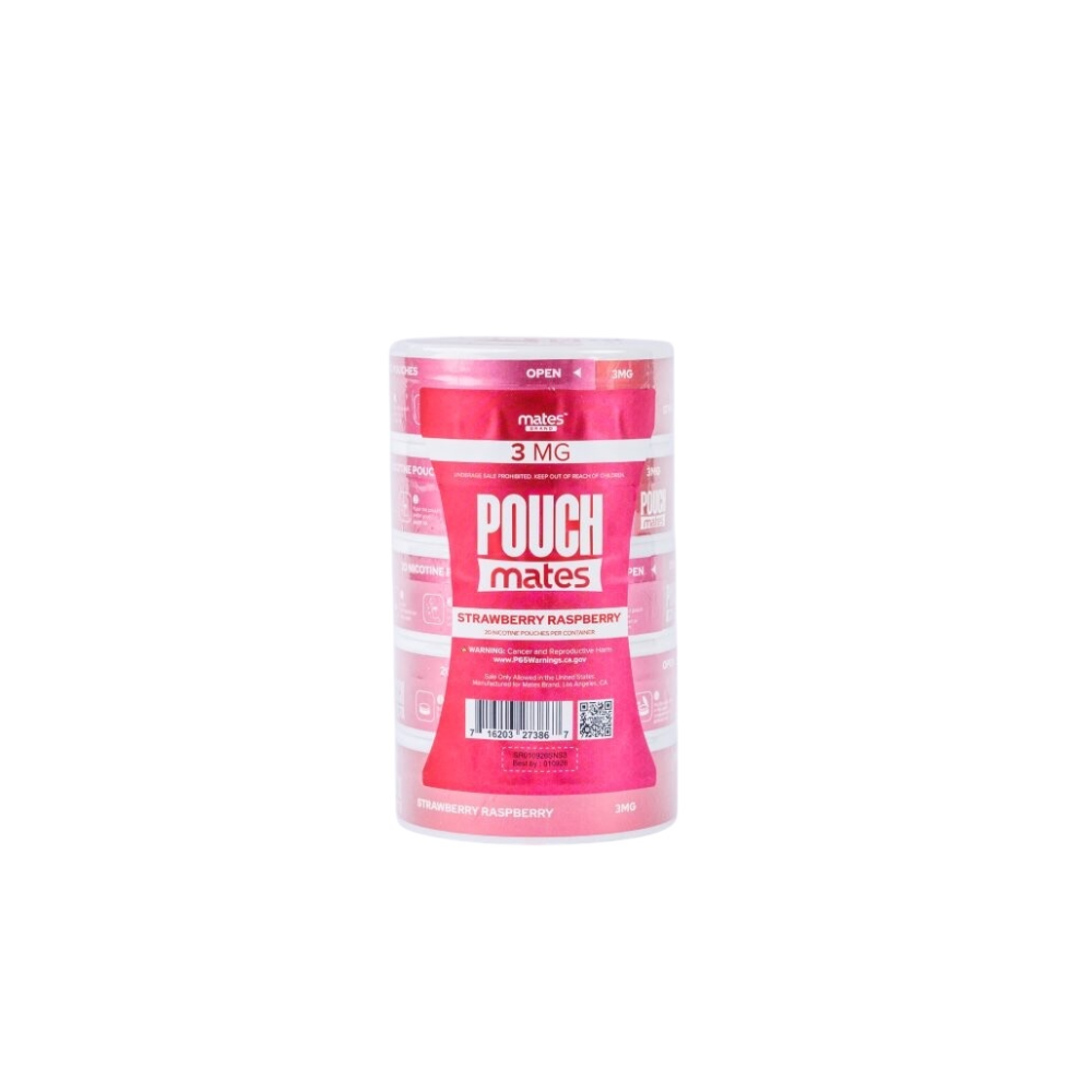PouchMates (DSPLY 5pc)(Nic Pouch)(20ct Can) Strawberry Raspberry (SAS)