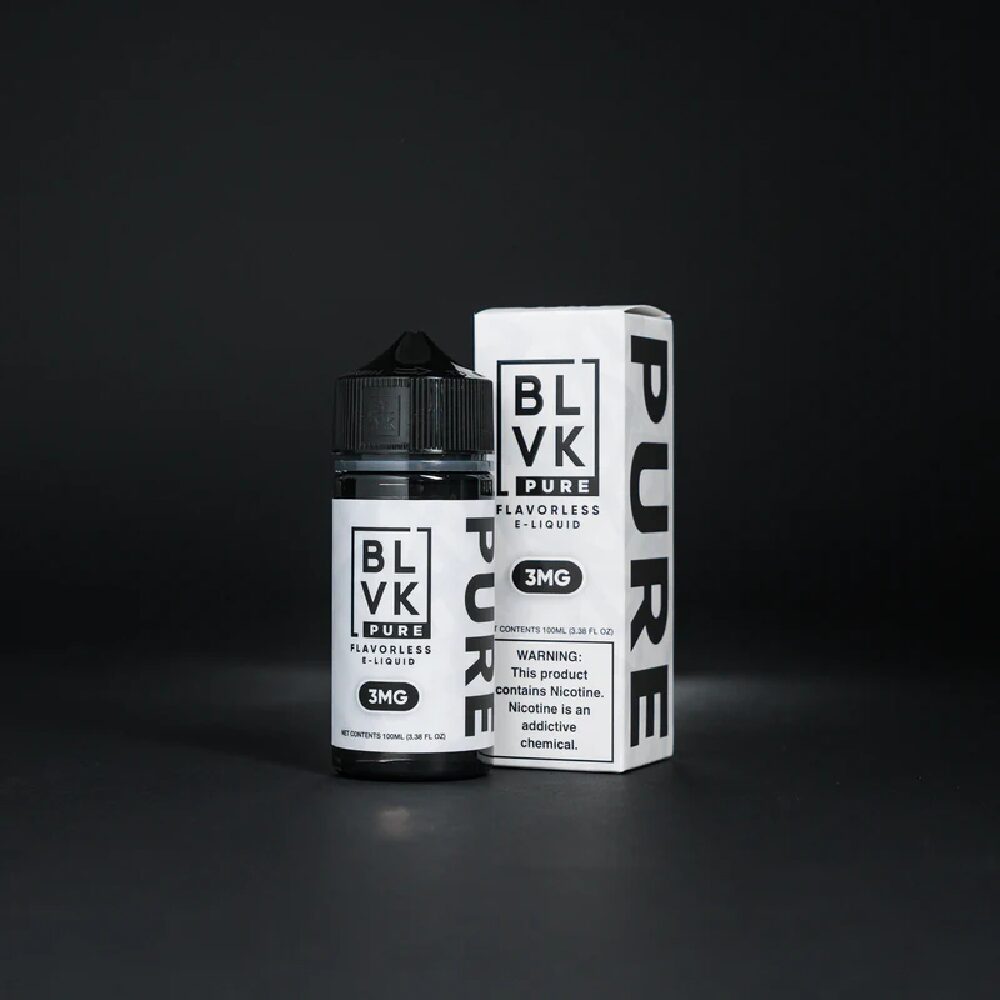 Flavorless BLVK Freebase Pure Series 100mL 3mg bottle with packaging