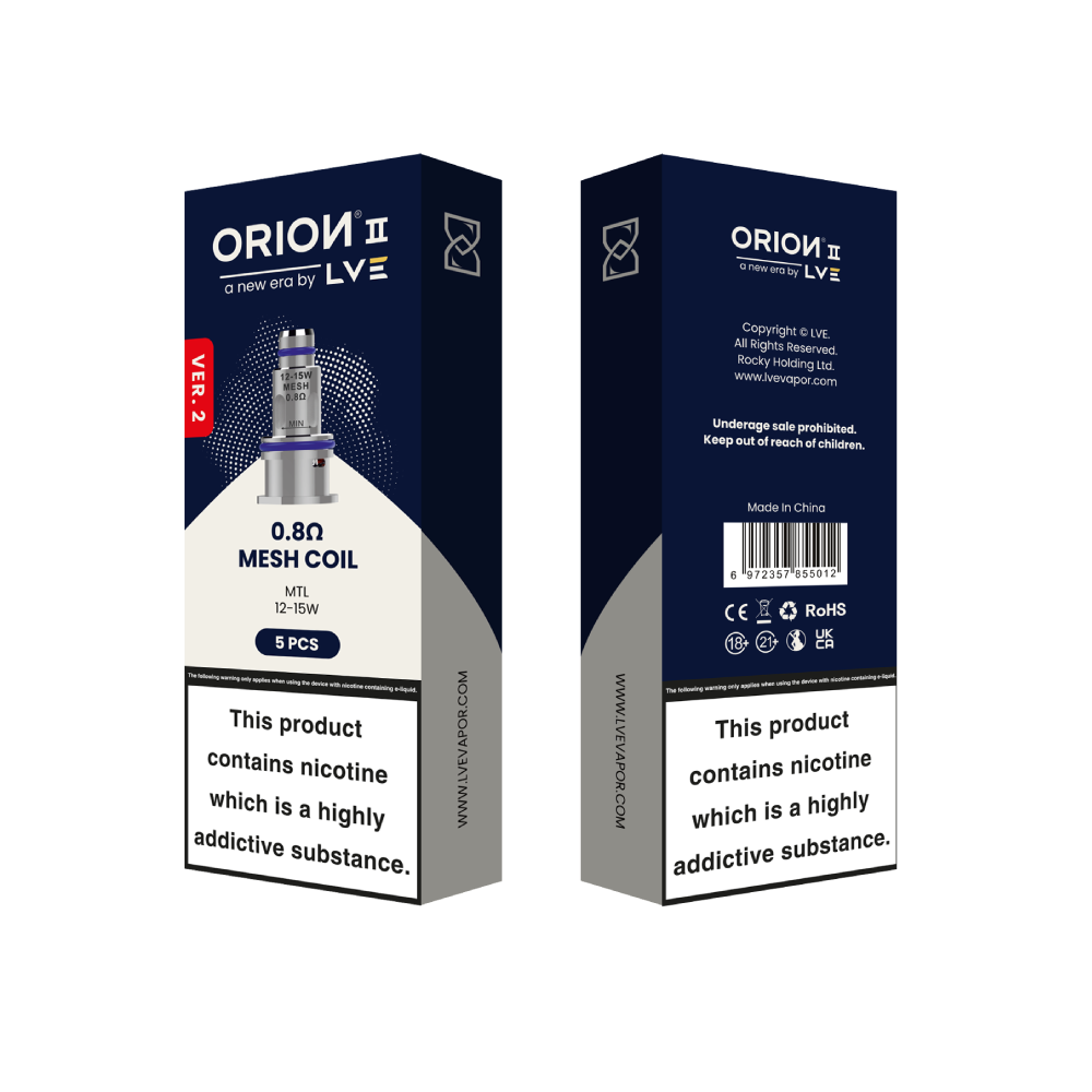 LVE Orion II V2 Mesh Replacement Coils 0.8ohm packaging