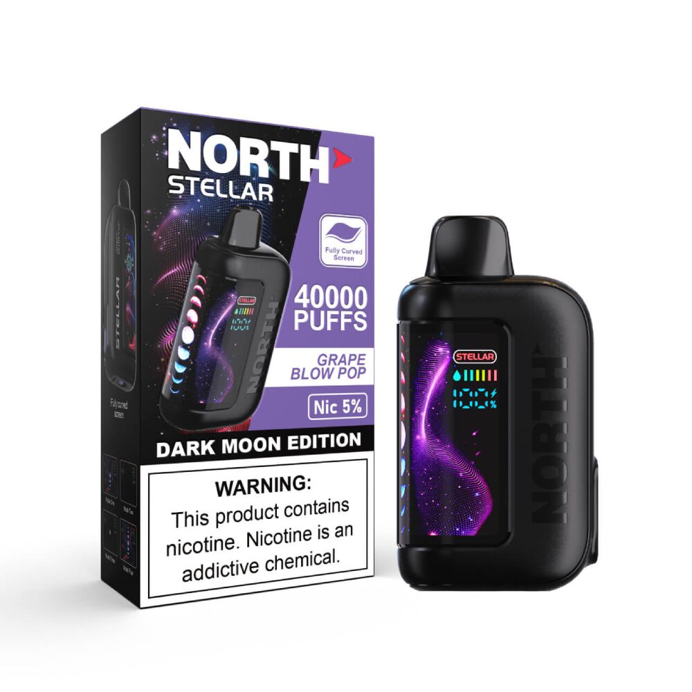 North Stellar 40K Dark Moon Edt. Disposable Grape Blow Pop with packaging