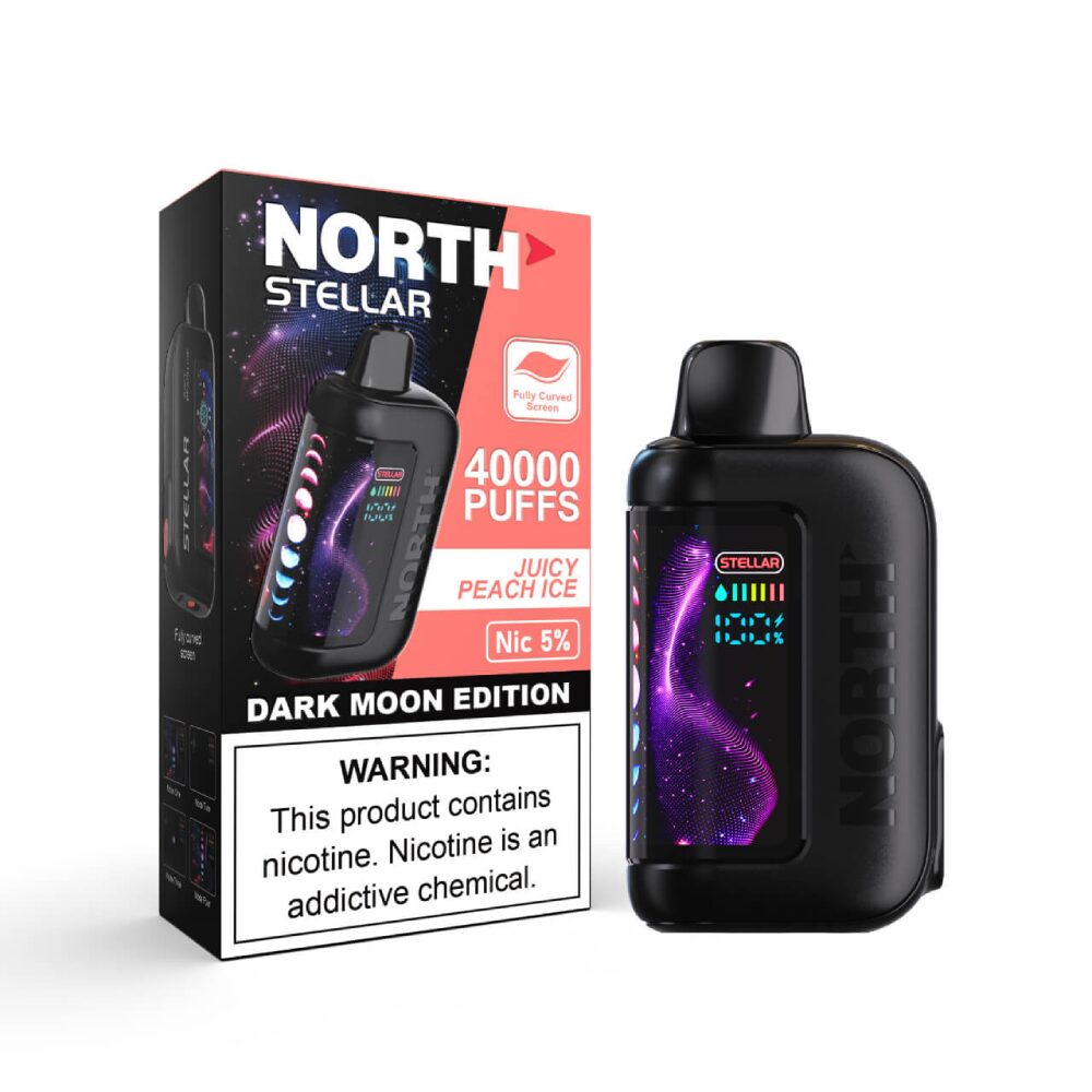 North Stellar 40K Dark Moon Edt. Disposable Juicy Peach Ice with packaging