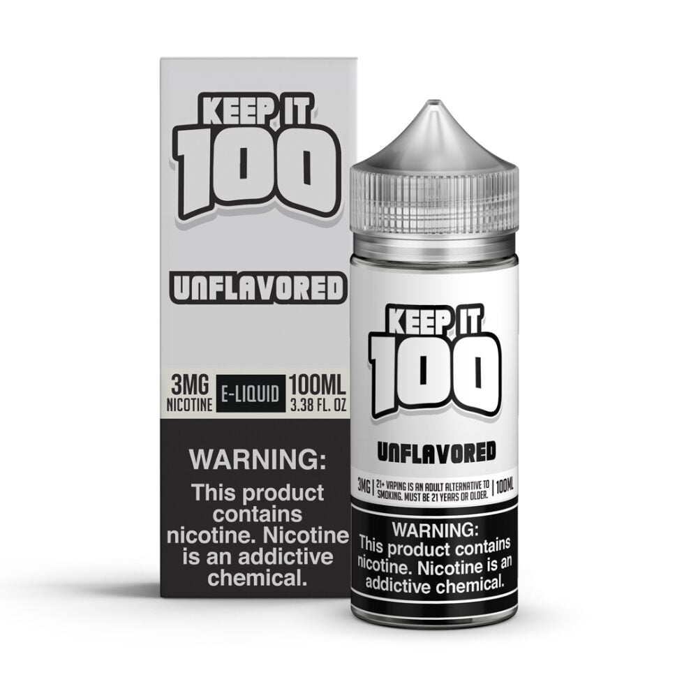 Unflavored Keep It 100 100mL 3mg bottle with packaging