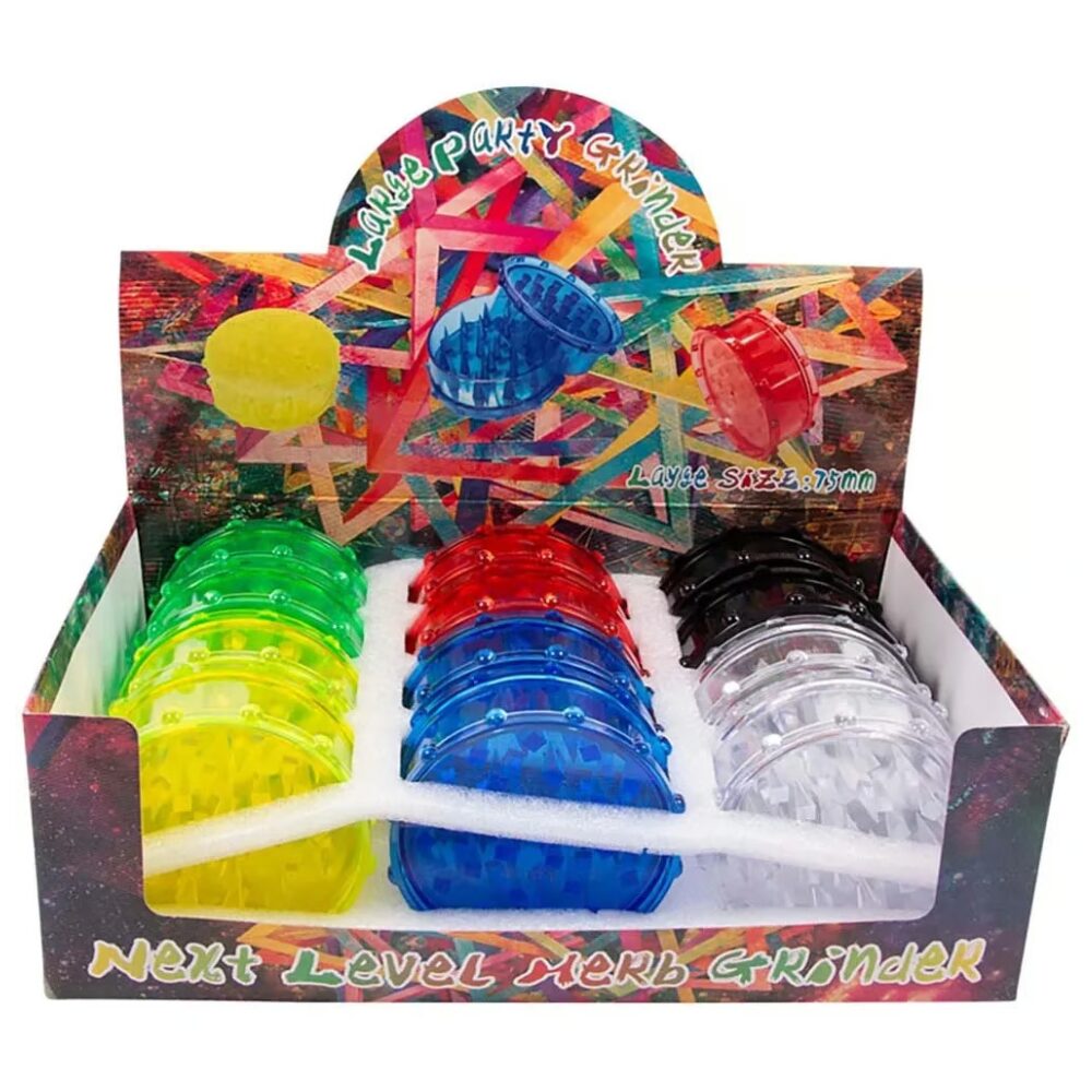 Non branded (DISPLY 12pc)(Grinder)(Plastic) GR45 – Large Size: 75mm packaging
