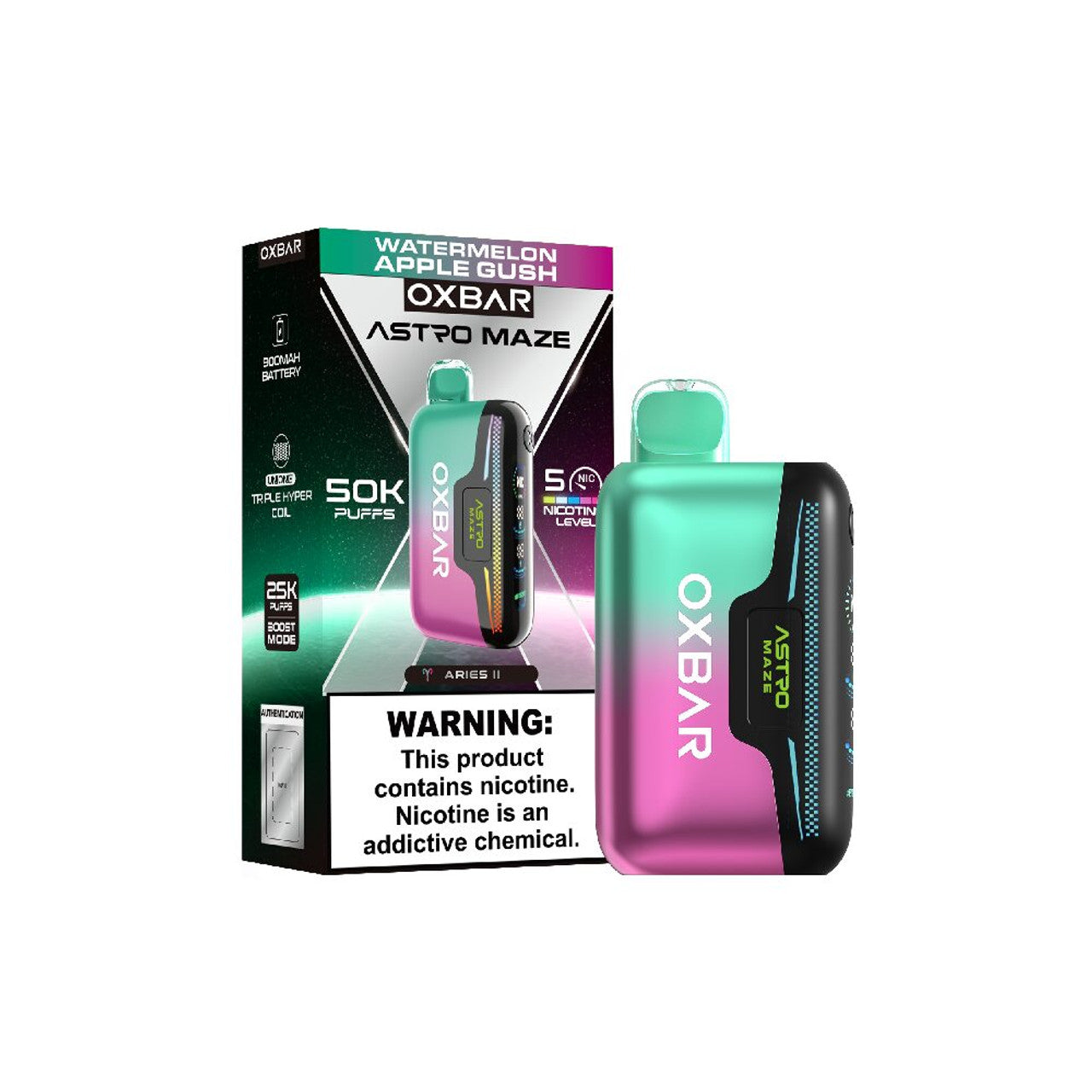 Oxbar Astro Maze 50K Disposable Watermelon Apple Gush with packaging