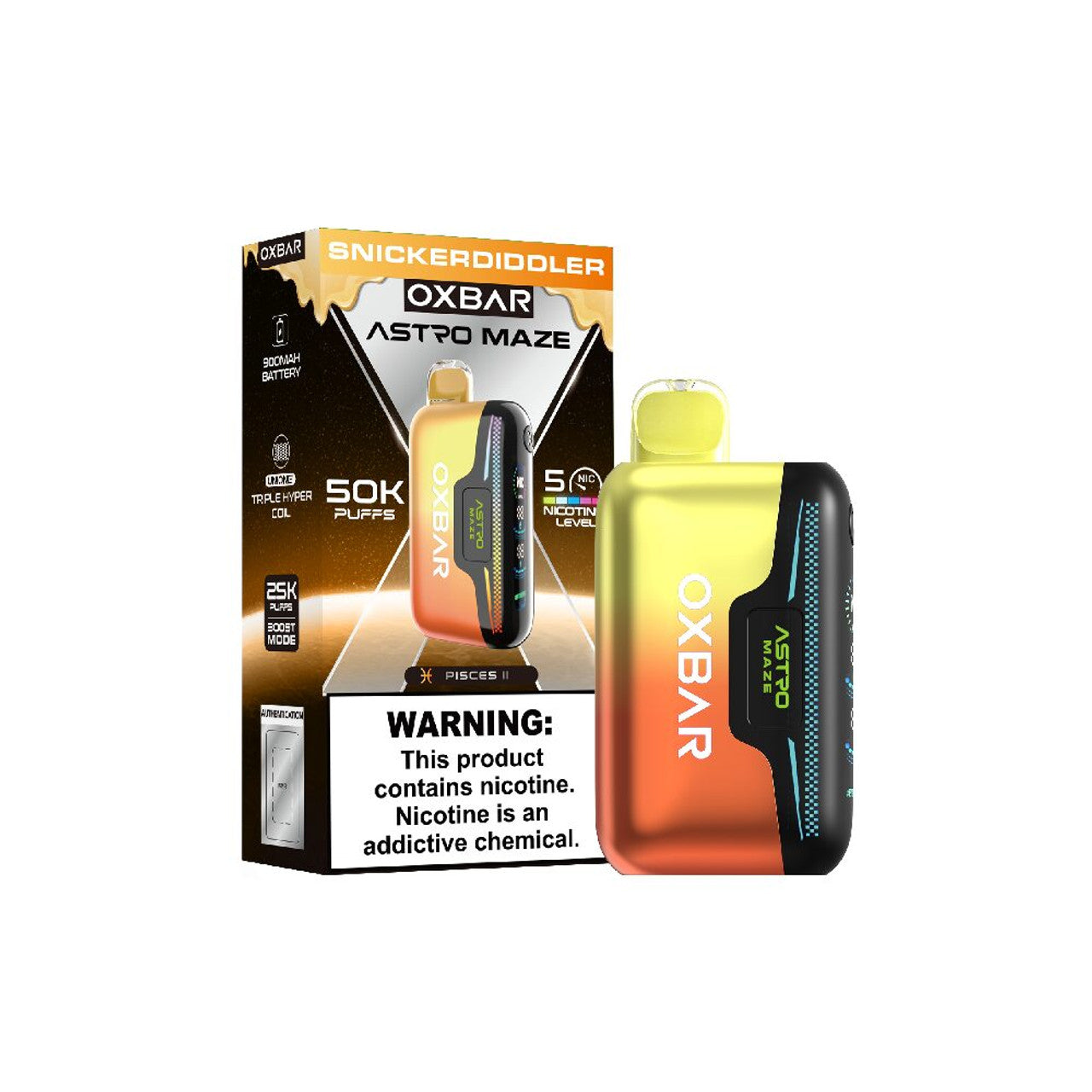 Oxbar Astro Maze 50K Disposable Snicker Diddler with packaging