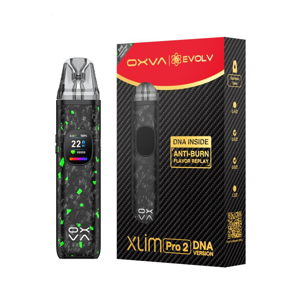OXVA Xlim Pro 2 Pod System DNA Version: Luminous Forged Carbon Fiber with packaging