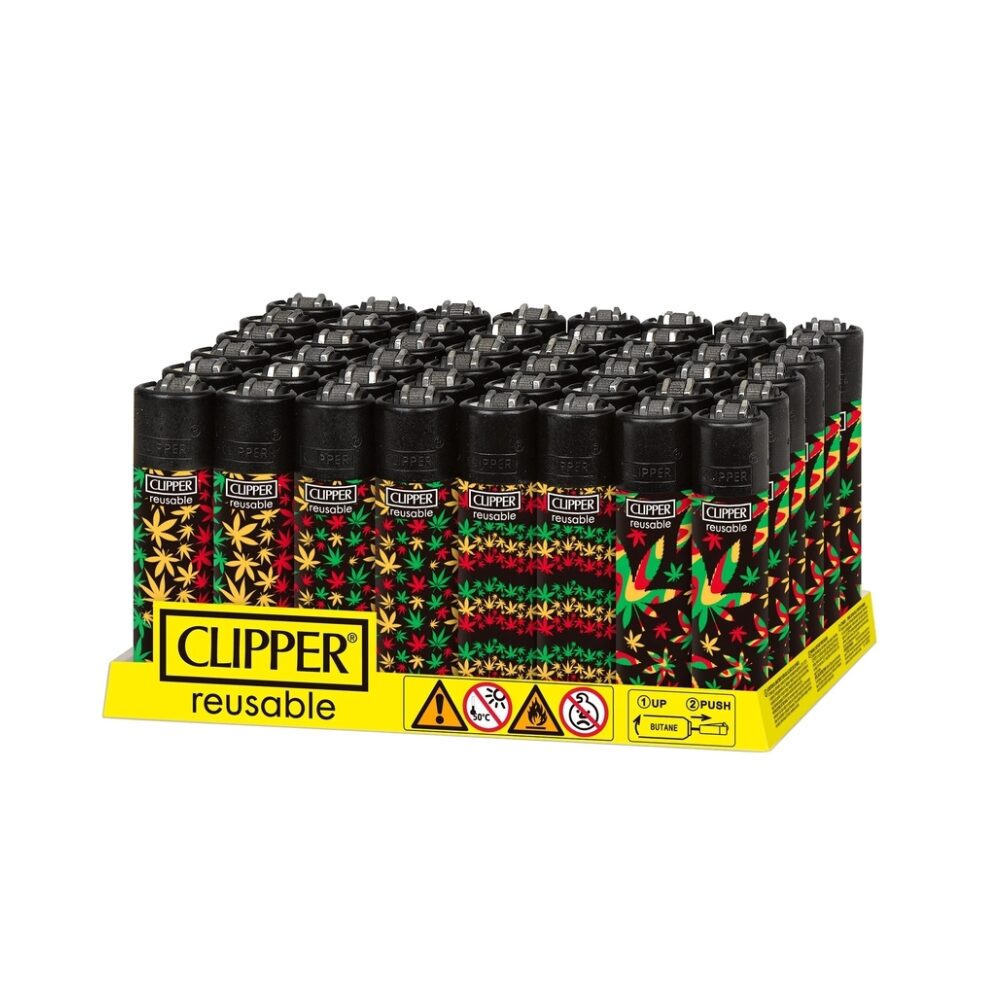 Clipper CP11R Reusable Classic Large Lighter (DSPLY 48pc) Jamaican Pattern
