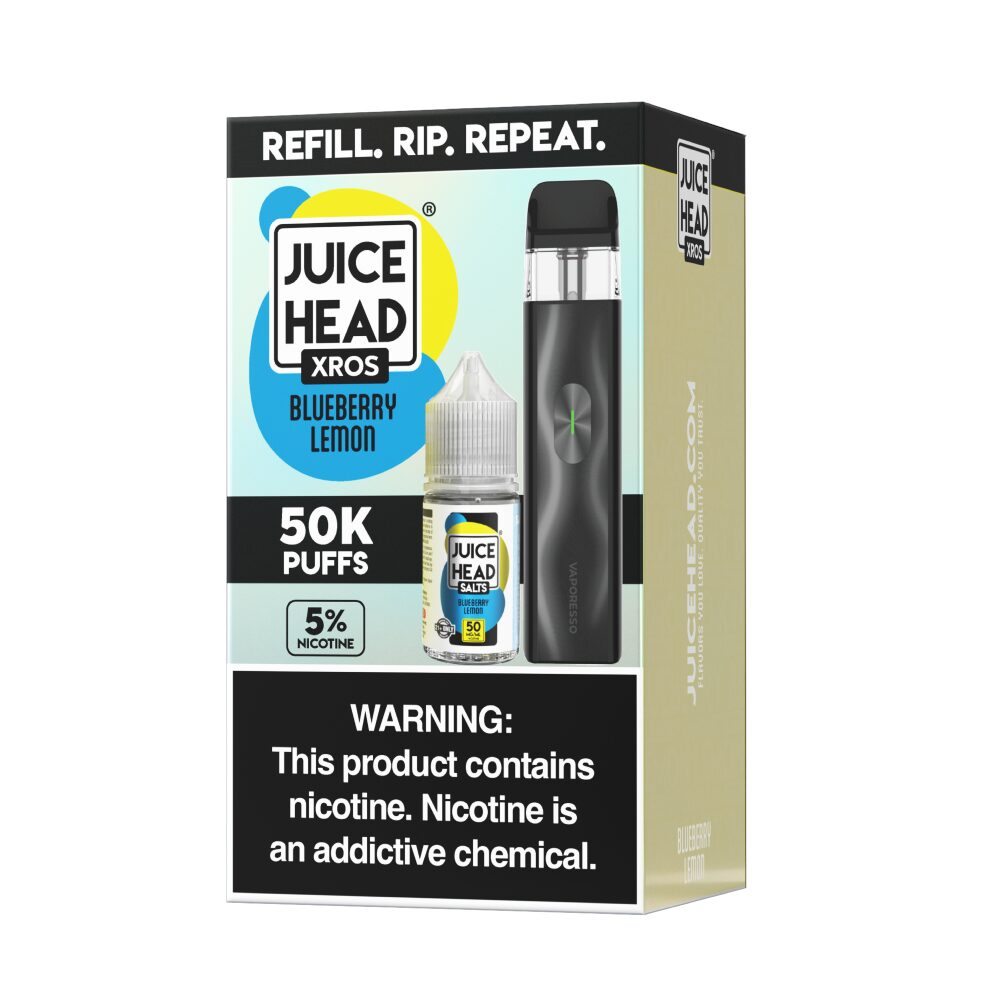 Vaporesso XROS 4 Mini Pod System + Juice Head 30mL (Collab Bundle) Blueberry Lemon packaging