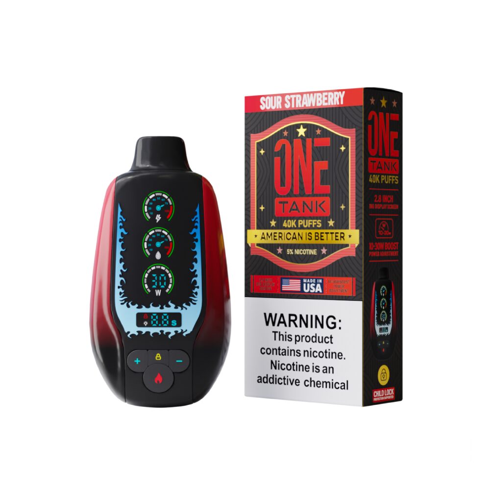 One Tank Disposable Sour Strawberry with packaging