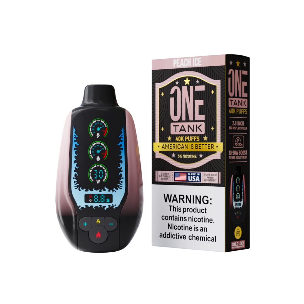 One Tank Disposable Peach Ice with packaging