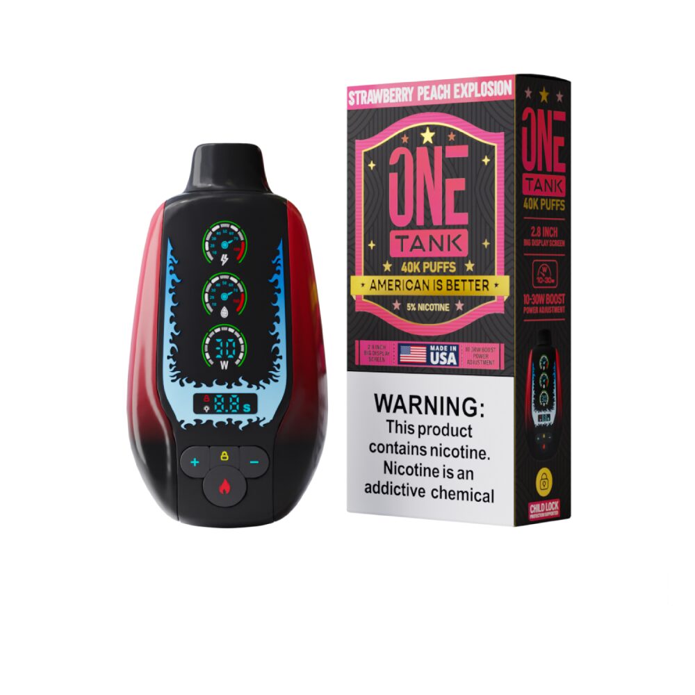 One Tank Disposable Strawberry Peach Explosion with packaging