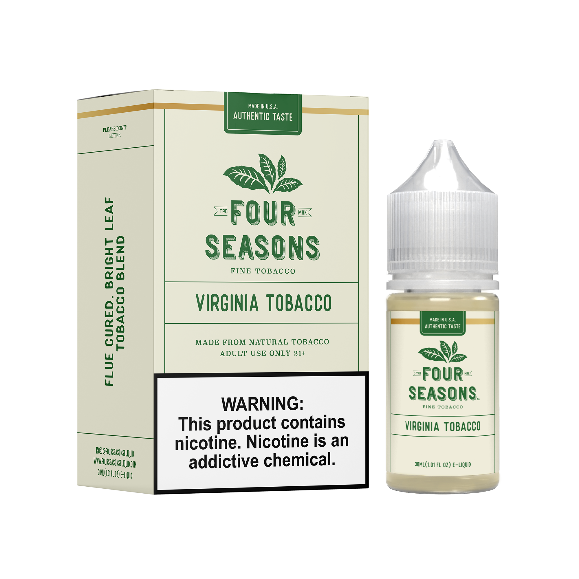 Virginia Tobacco | Four Seasons Salts | 30mL with packaging