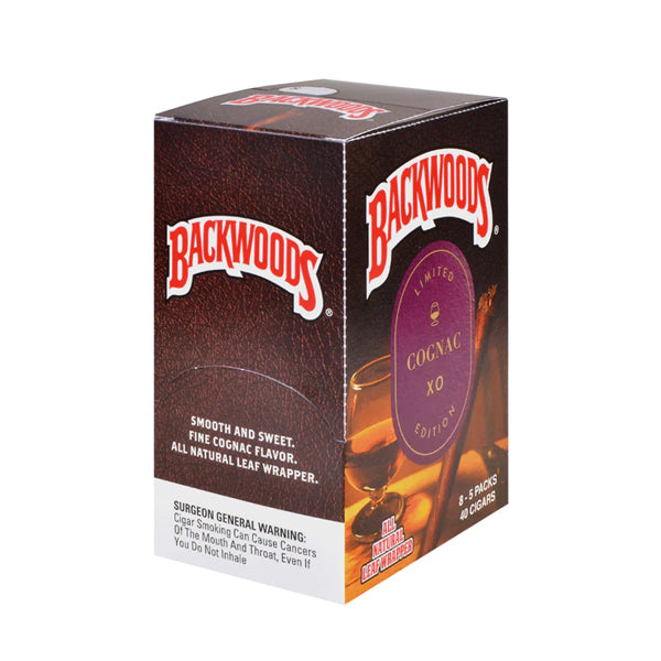 Backwoods Natural Leaf Wrapped Cigars 5-Pack (8pc Display Box) cognac packaging